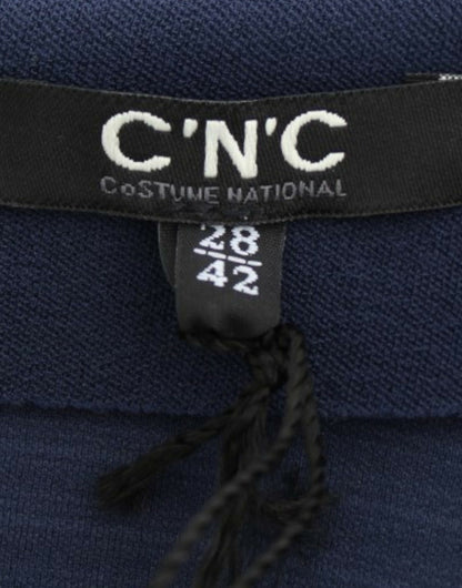 Costume National Chic Mini-jupe Bleue avec Fermeture Éclair Latérale
