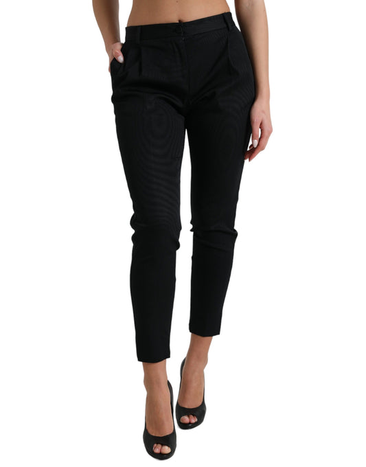 Dolce & Gabbana Black Mid Waist Skinny Cropped Pants by Dolce & Gabbana