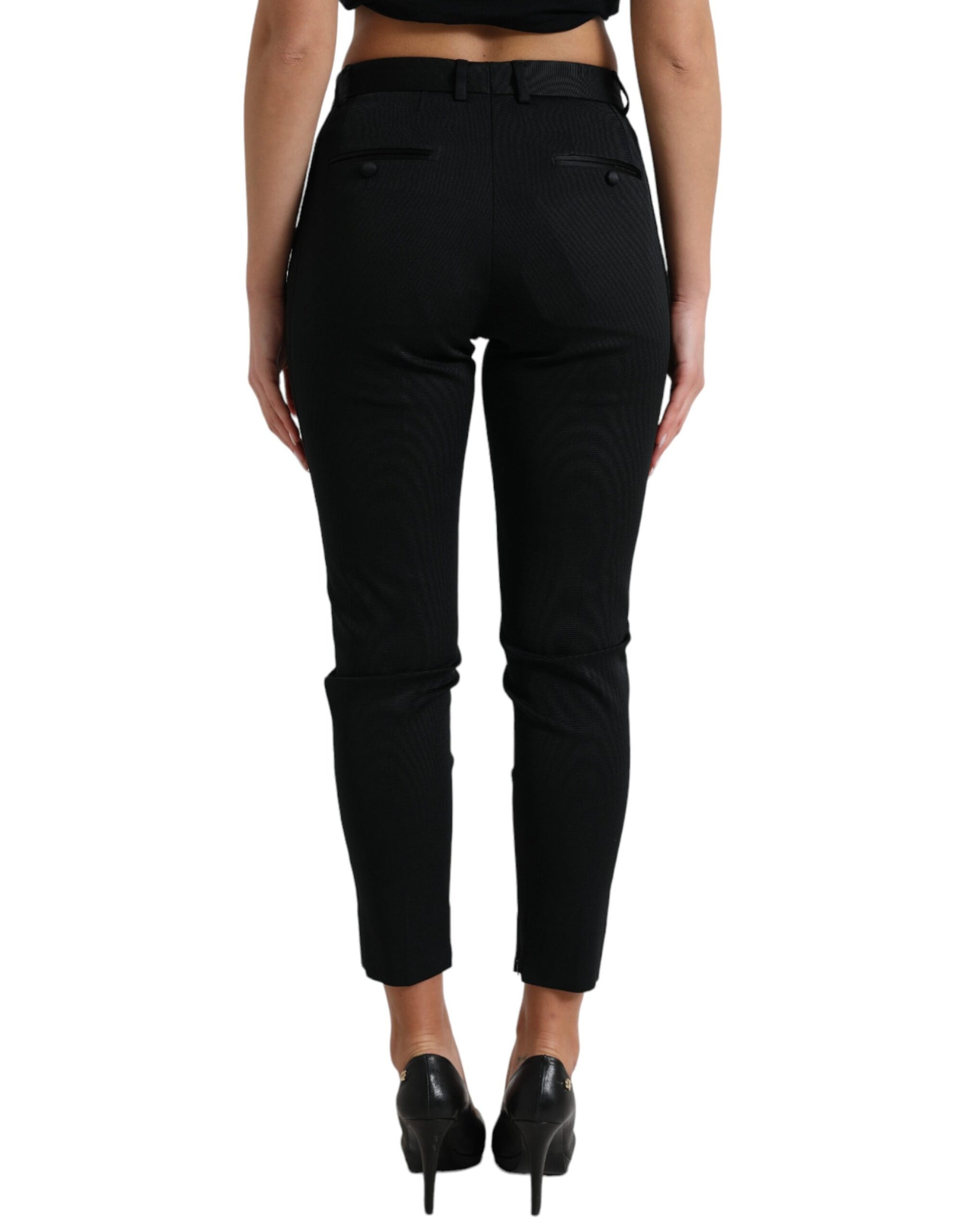 Dolce & Gabbana Black Mid Waist Skinny Cropped Pants by Dolce & Gabbana