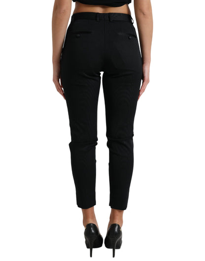 Dolce & Gabbana Black Mid Waist Skinny Cropped Pants by Dolce & Gabbana