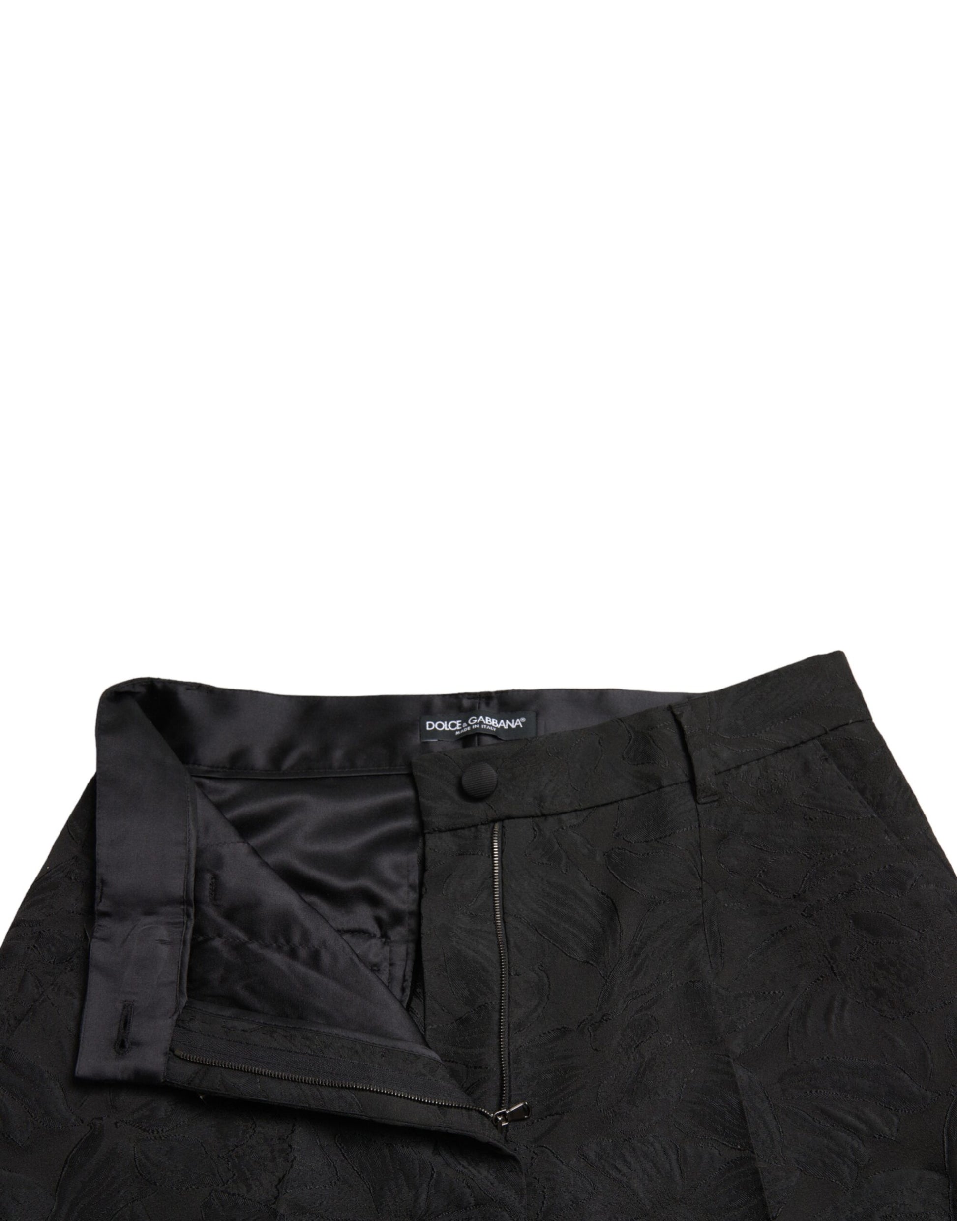 Dolce & Gabbana Black Polyester High Waist Tapered Pants by Dolce & Gabbana