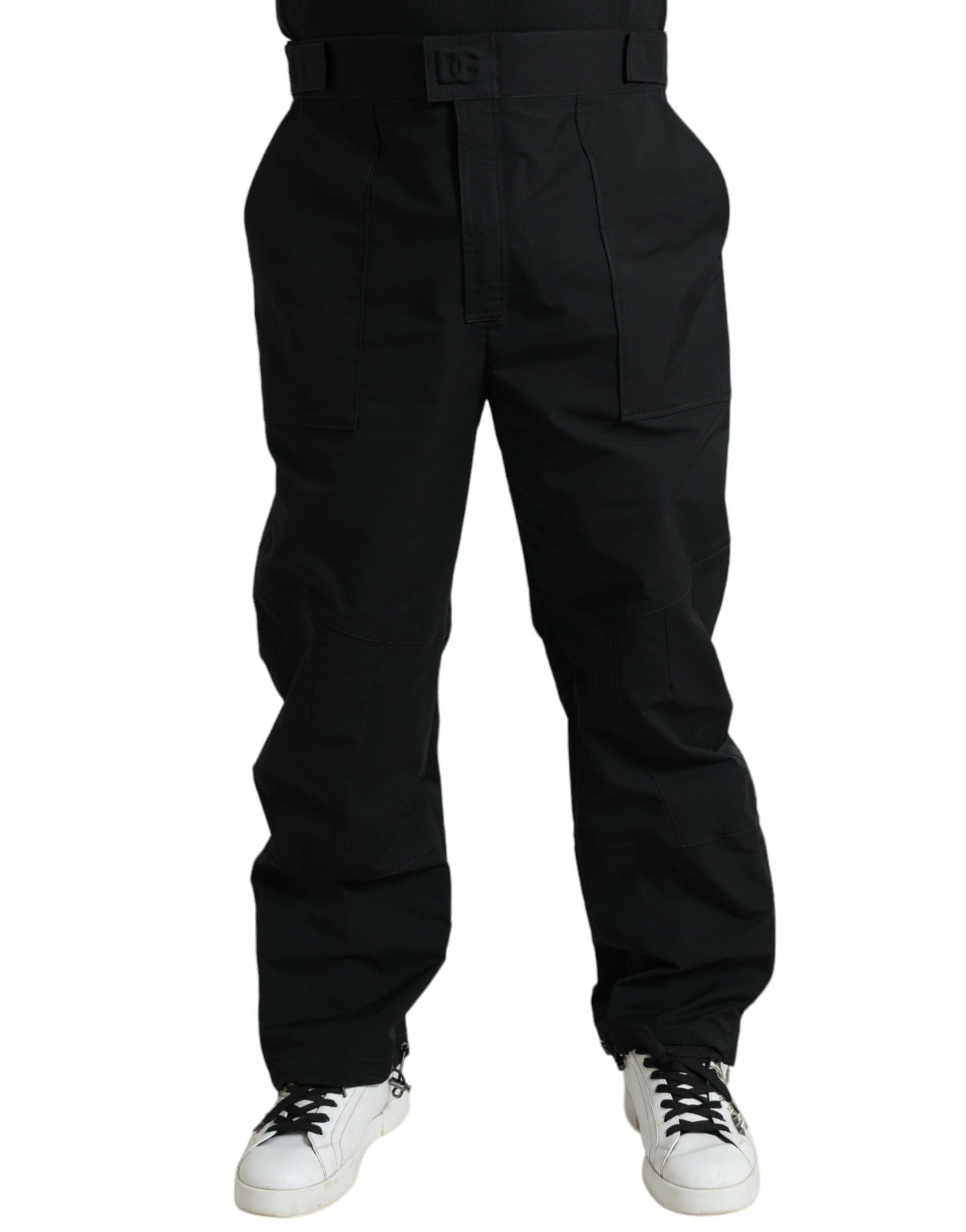 Dolce & Gabbana Black Polyester Logo Straight Pants by Dolce & Gabbana