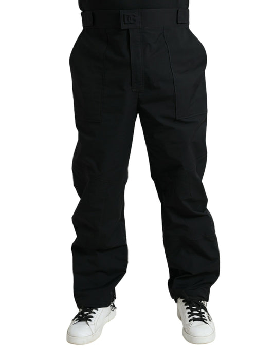 Dolce & Gabbana Black Polyester Logo Straight Pants by Dolce & Gabbana