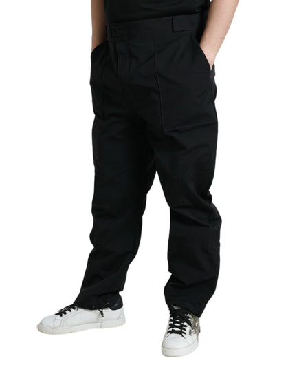 Dolce & Gabbana Black Polyester Logo Straight Pants by Dolce & Gabbana
