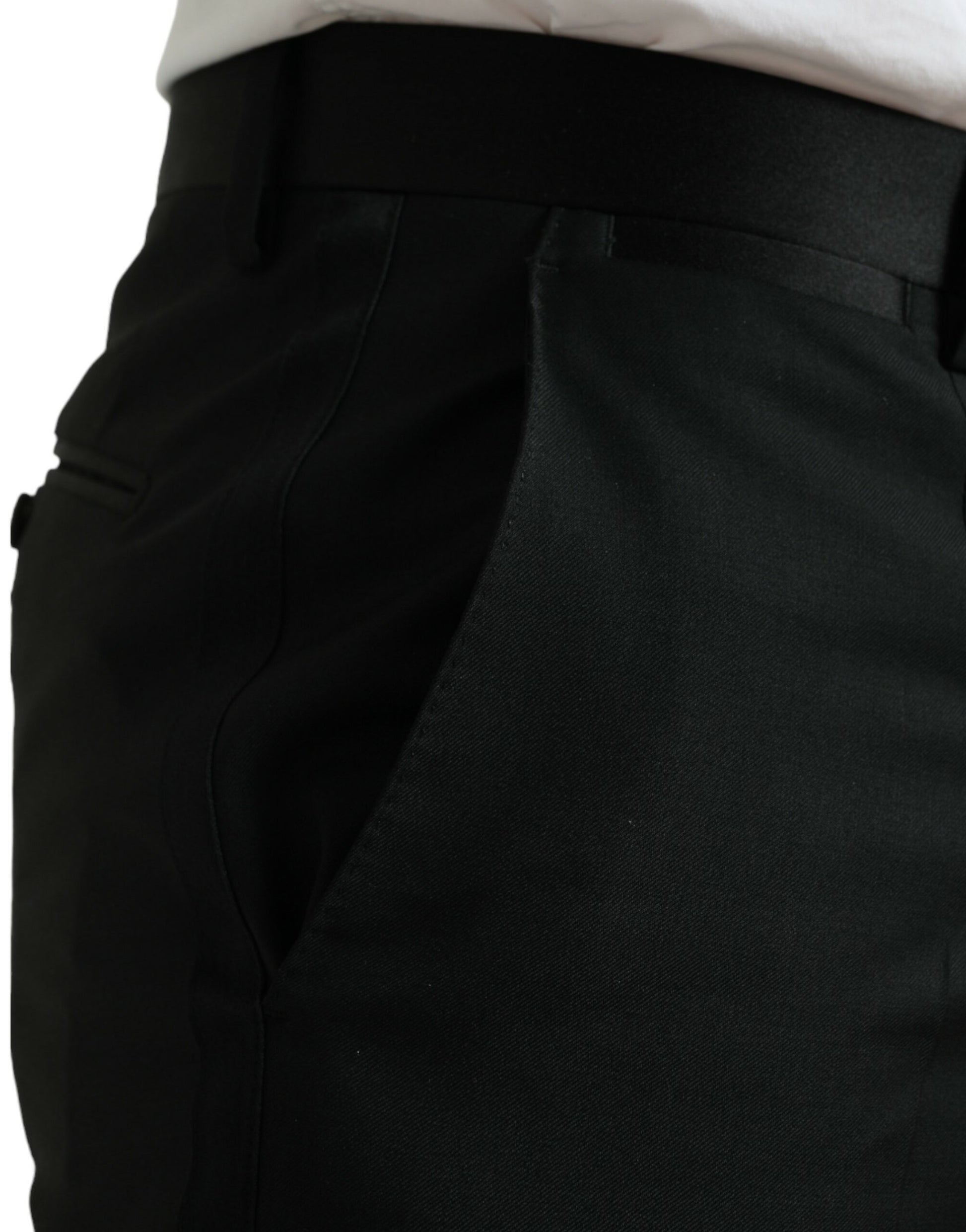 Dolce & Gabbana Black Wool Slim Fit Formal Trouser Dress Pants by Dolce & Gabbana