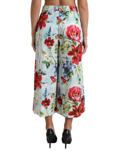 Dolce & Gabbana Multicolor Floral High Waist Wide Leg Pants by Dolce & Gabbana