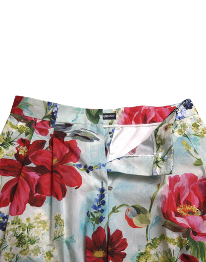 Dolce & Gabbana Multicolor Floral High Waist Wide Leg Pants by Dolce & Gabbana