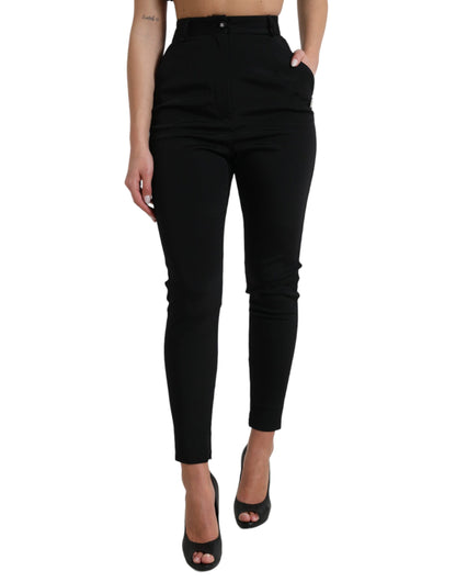 Dolce & Gabbana Black Wool Stretch High Waist Skinny Pants by Dolce & Gabbana