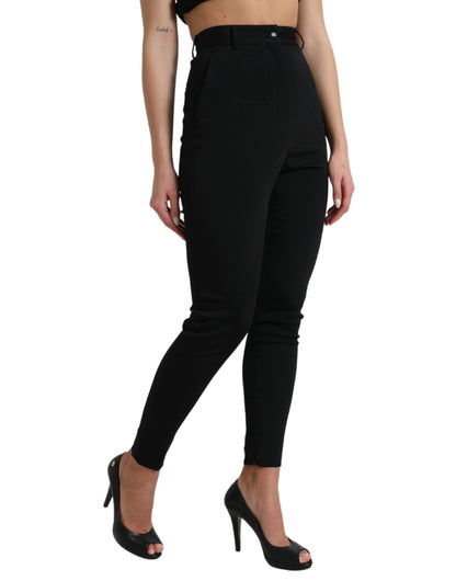 Dolce & Gabbana Black Wool Stretch High Waist Skinny Pants by Dolce & Gabbana