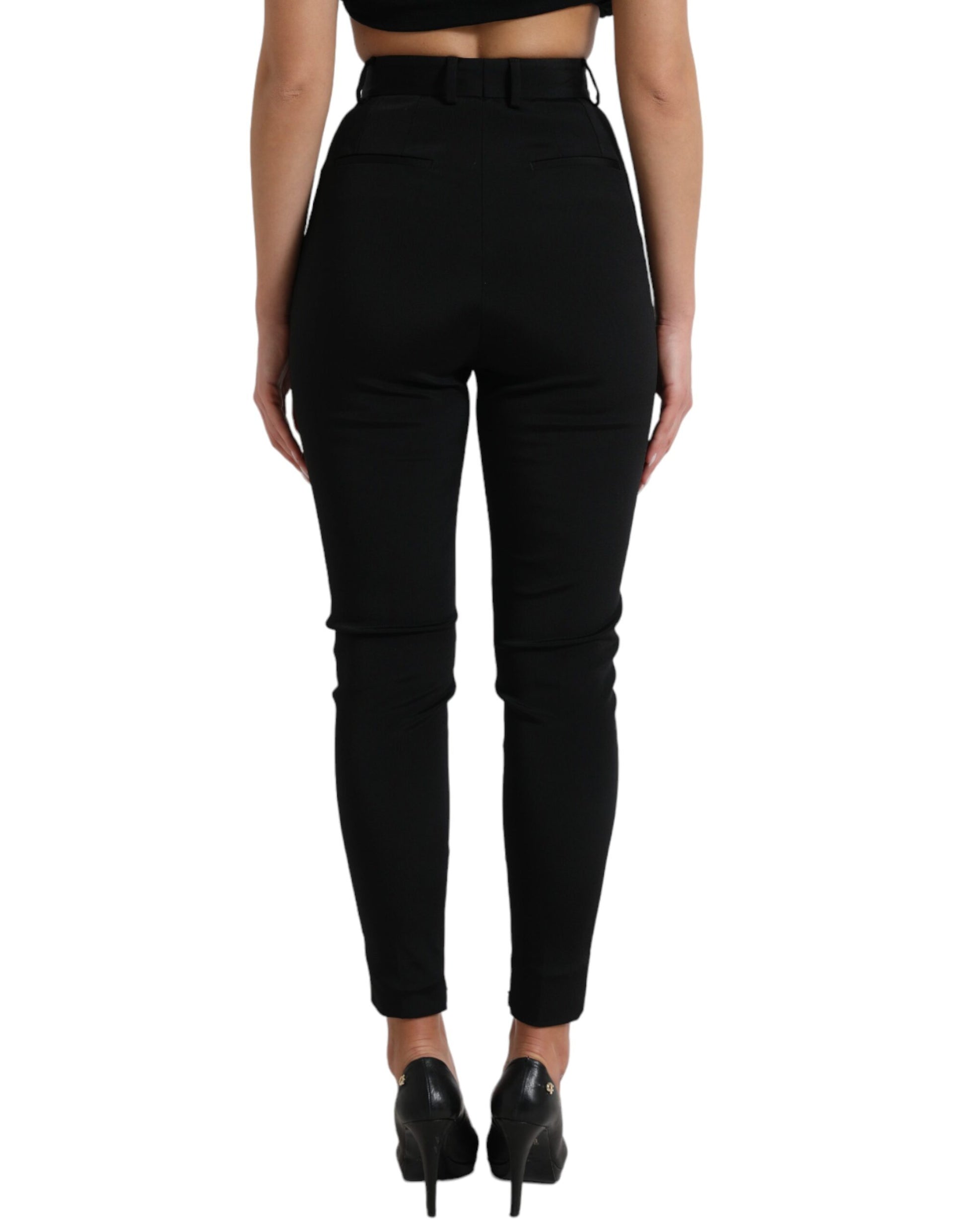 Dolce & Gabbana Black Wool Stretch High Waist Skinny Pants by Dolce & Gabbana
