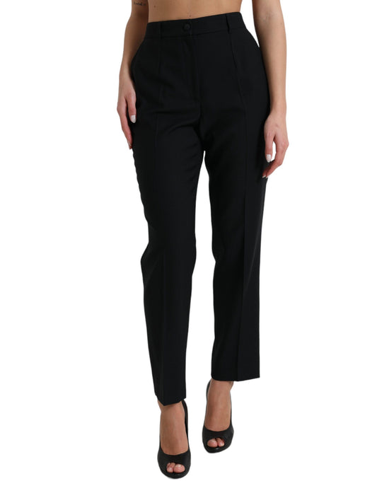 Dolce & Gabbana Black Wool High Waist Straight Pants by Dolce & Gabbana