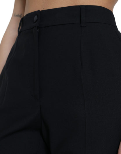 Dolce & Gabbana Black Wool High Waist Straight Pants by Dolce & Gabbana