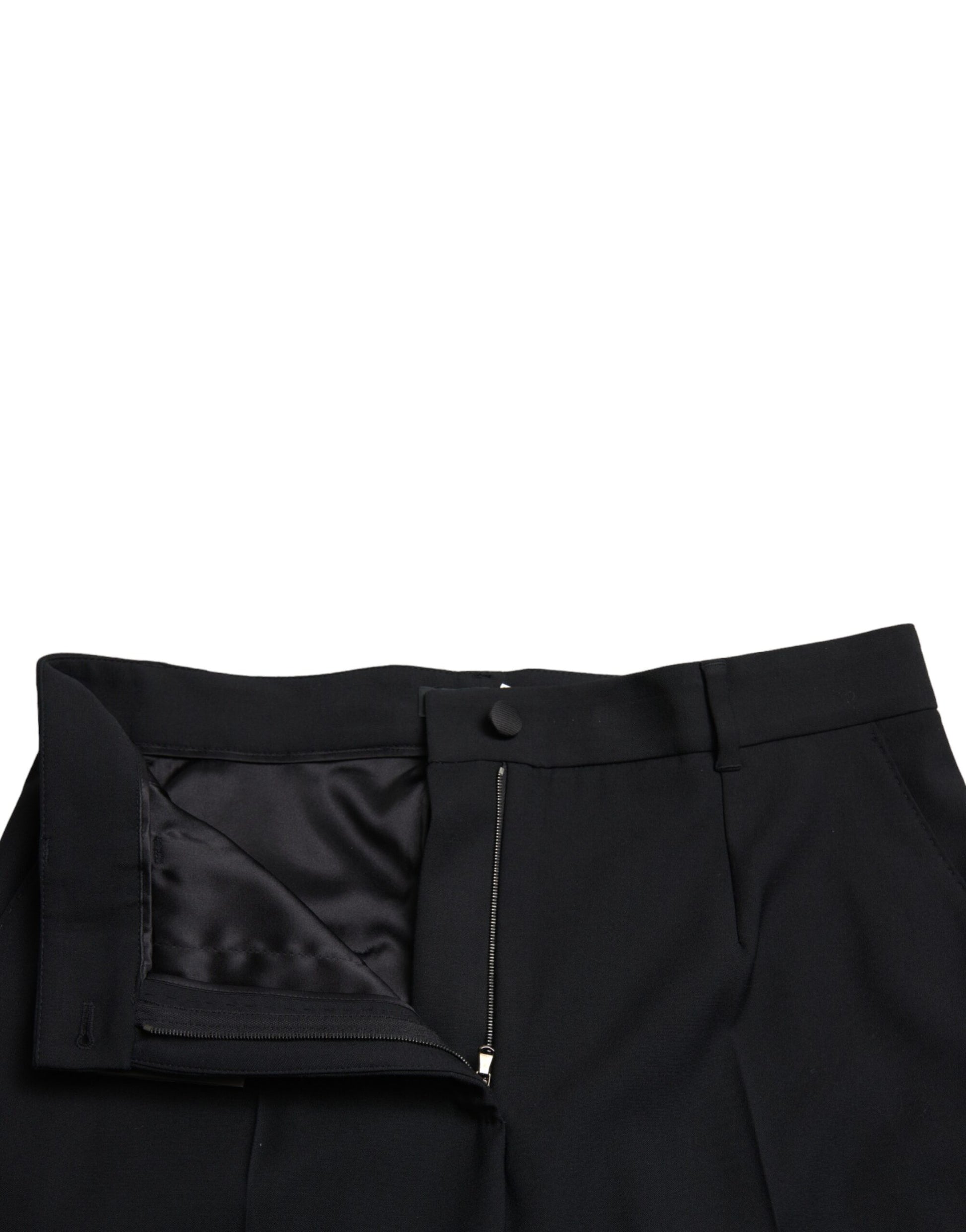 Dolce & Gabbana Black Wool High Waist Straight Pants by Dolce & Gabbana
