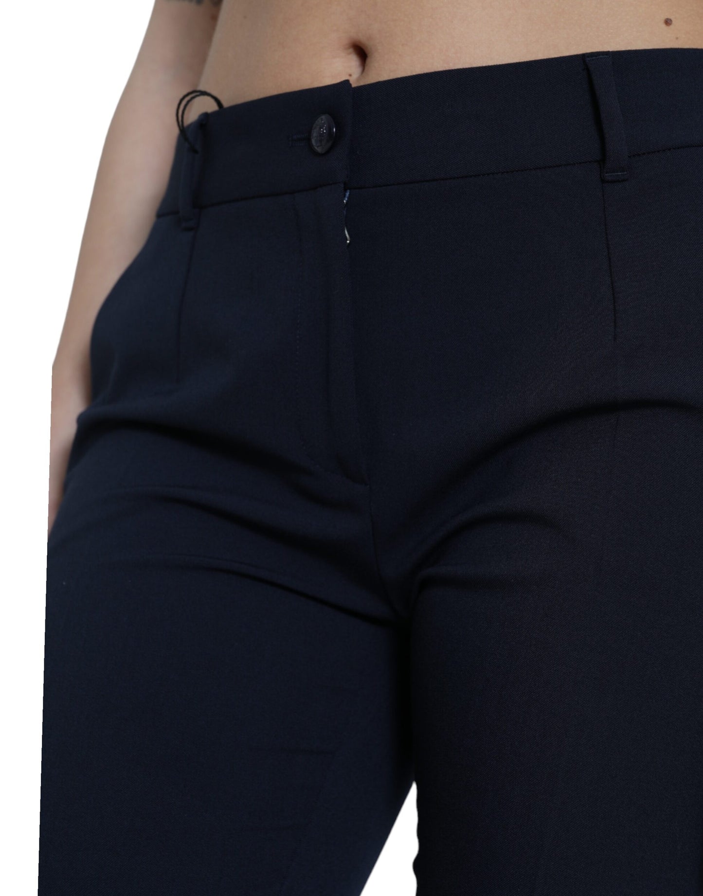 Dolce & Gabbana Blue Mid Waist Tapered Cropped Pants by Dolce & Gabbana