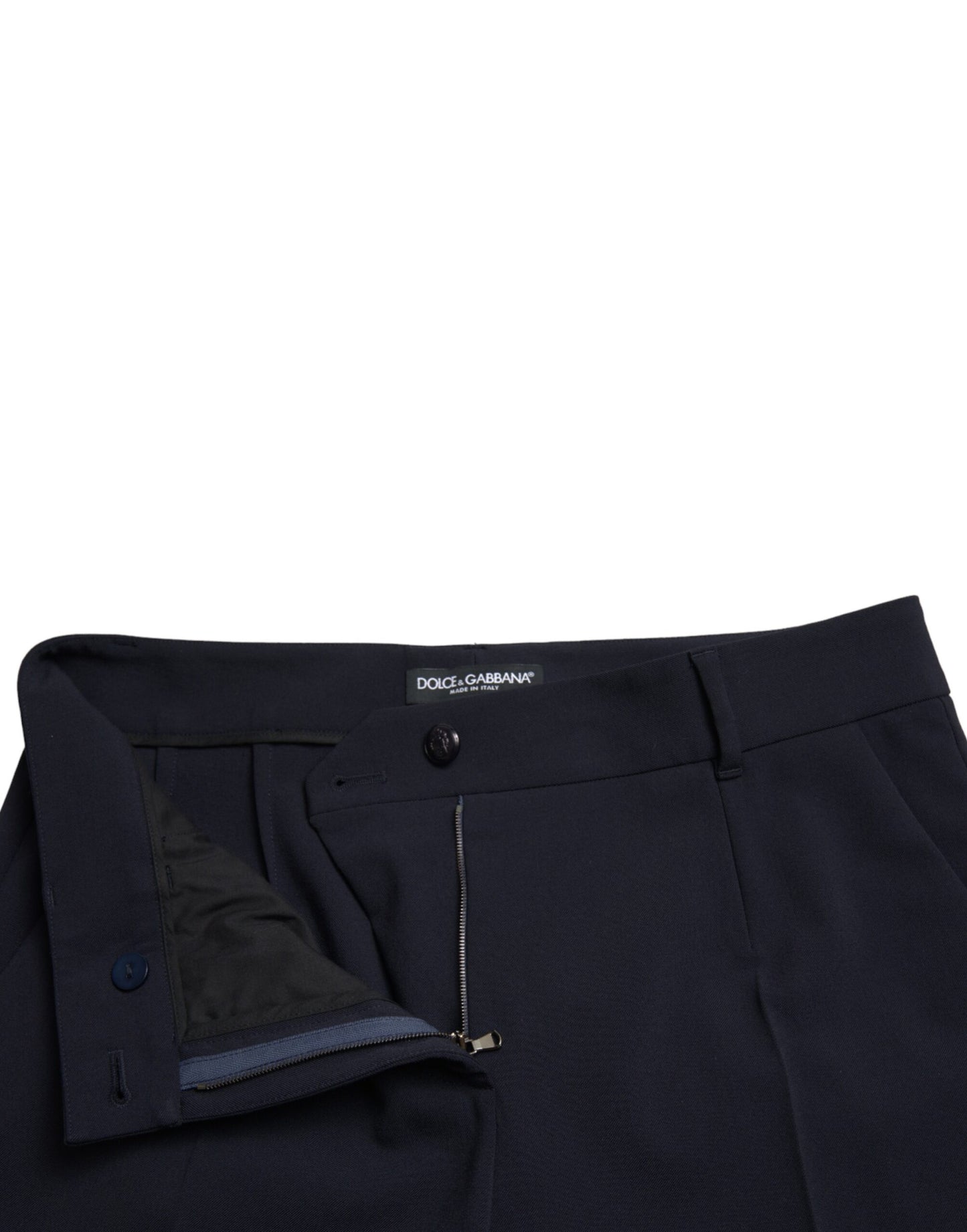 Dolce & Gabbana Blue Mid Waist Tapered Cropped Pants by Dolce & Gabbana