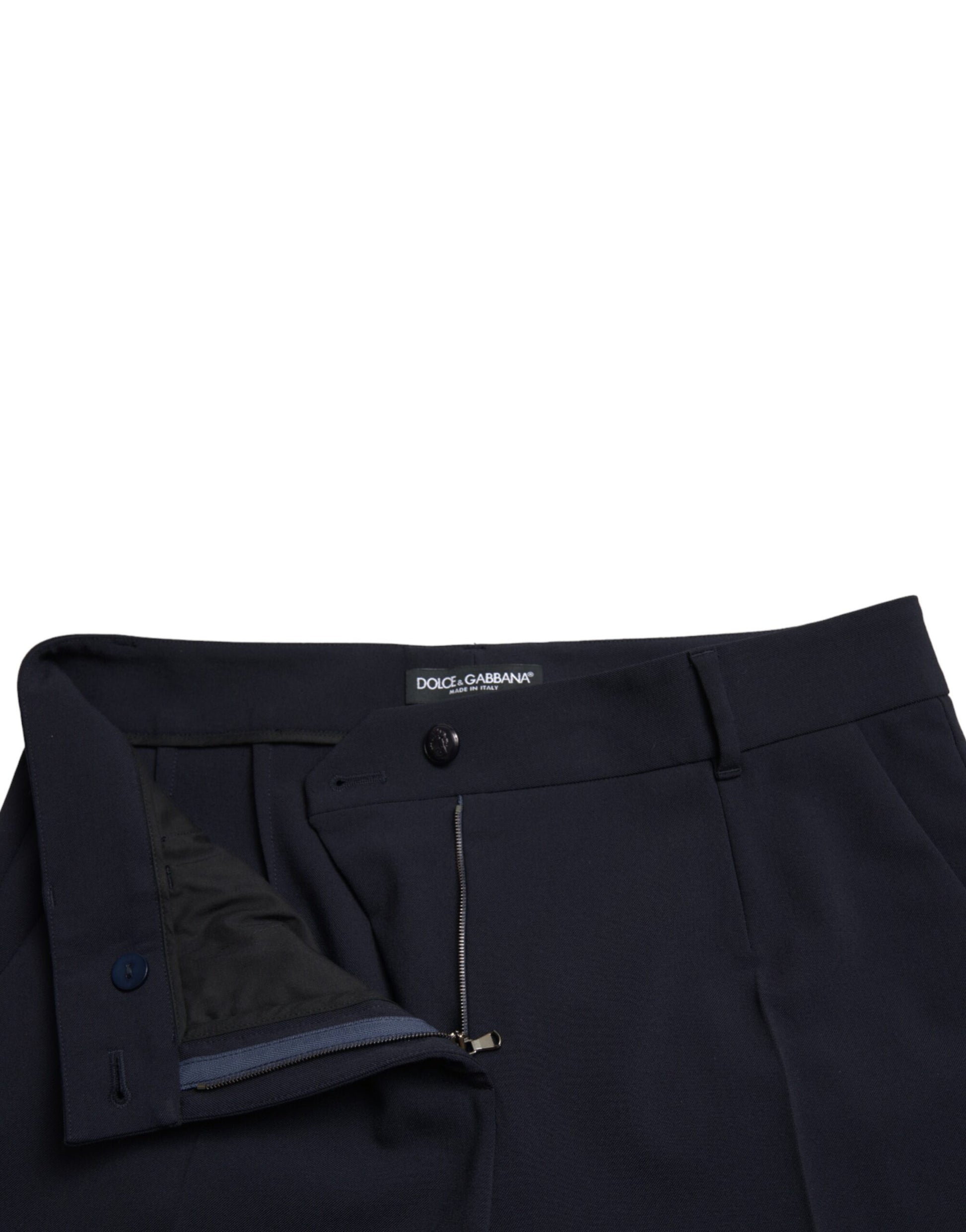 Dolce & Gabbana Blue Mid Waist Tapered Cropped Pants by Dolce & Gabbana