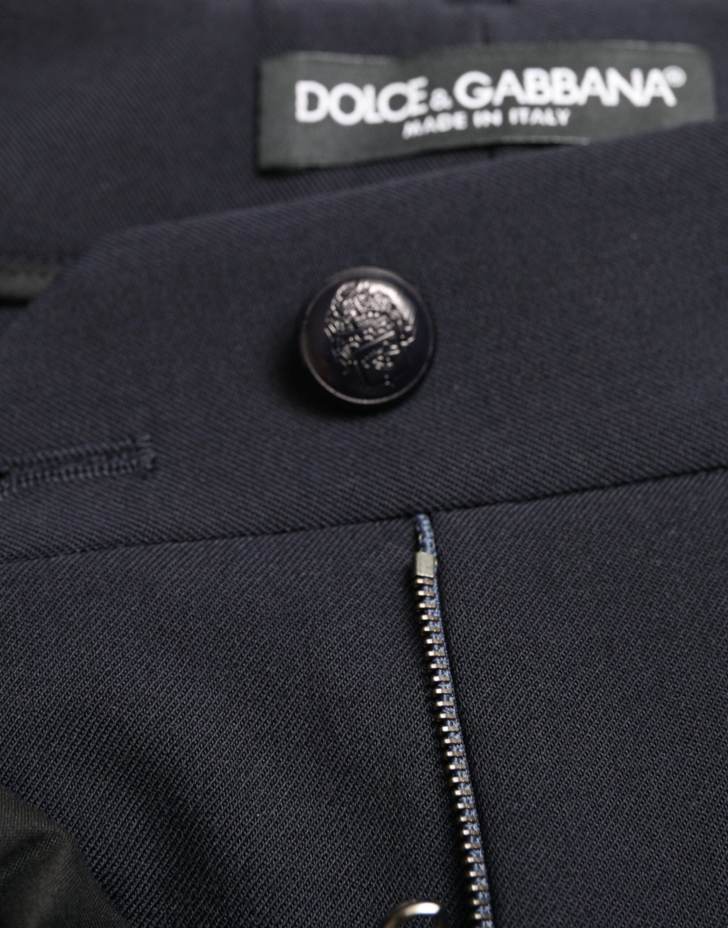 Dolce & Gabbana Blue Mid Waist Tapered Cropped Pants by Dolce & Gabbana
