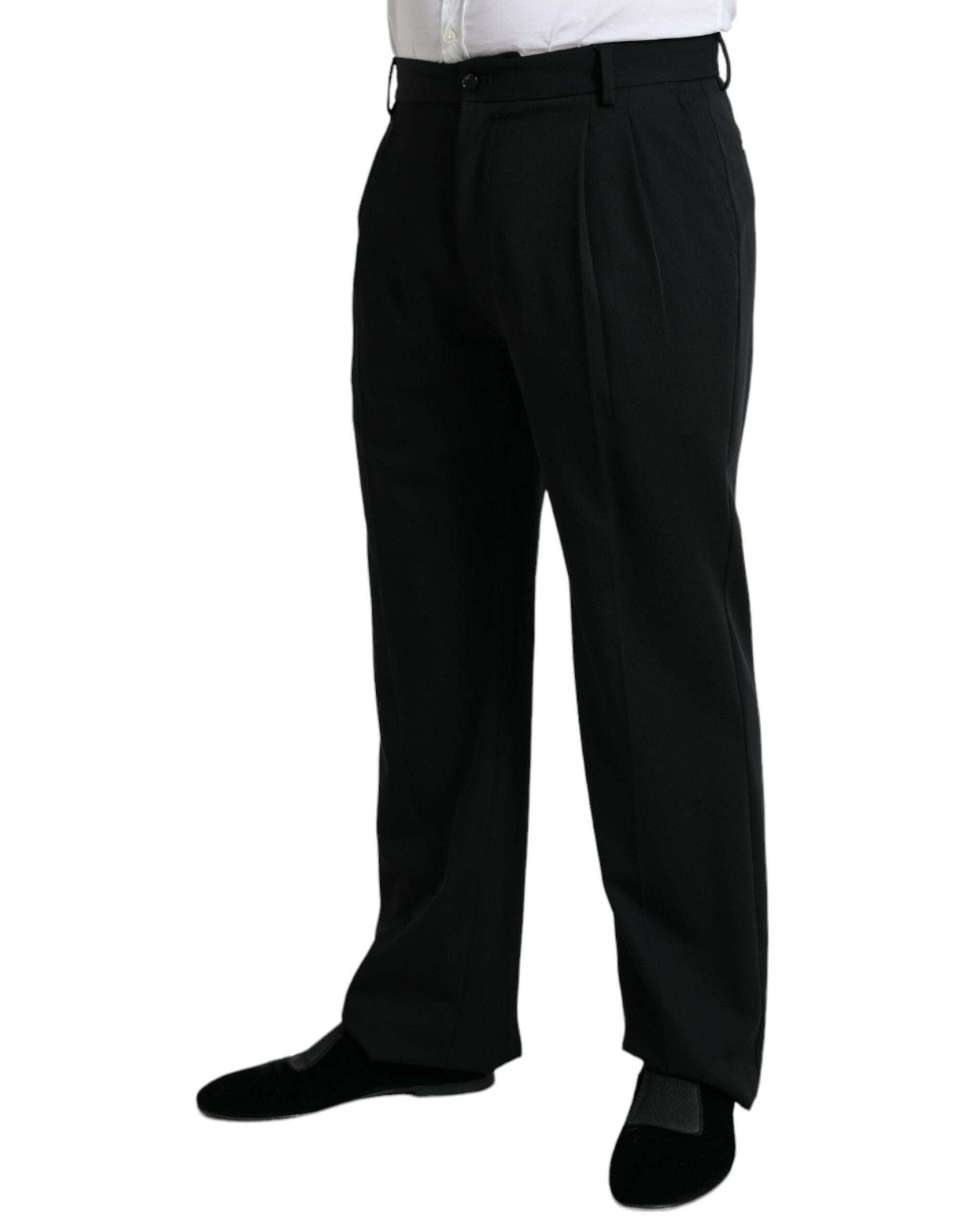Dolce & Gabbana Black Wool Formal Straight Fit Dress Pants by Dolce & Gabbana