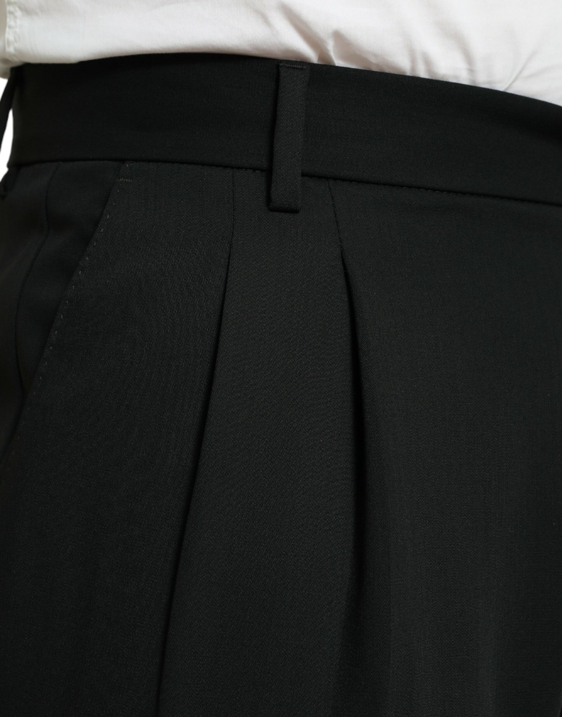 Dolce & Gabbana Black Wool Formal Straight Fit Dress Pants by Dolce & Gabbana
