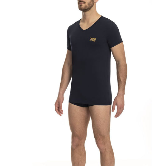 T-shirt Cavalli Class en coton bleu pour homme