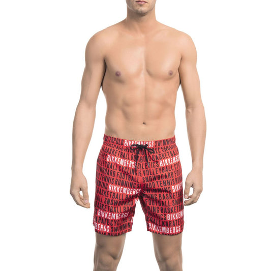 Short de bain Bikkembergs rouge en polyester pour homme