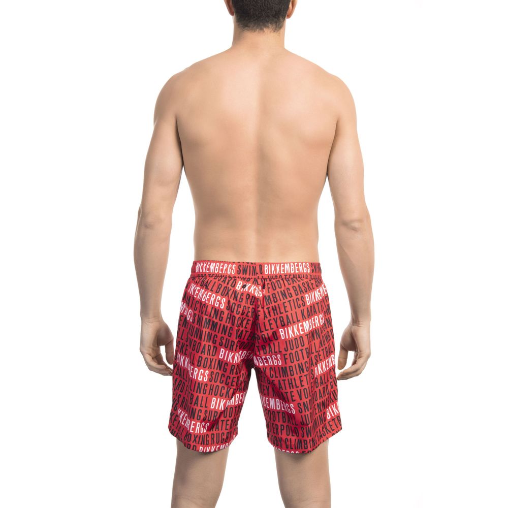 Bikkembergs "Red Polyester Men Swim Shorts"