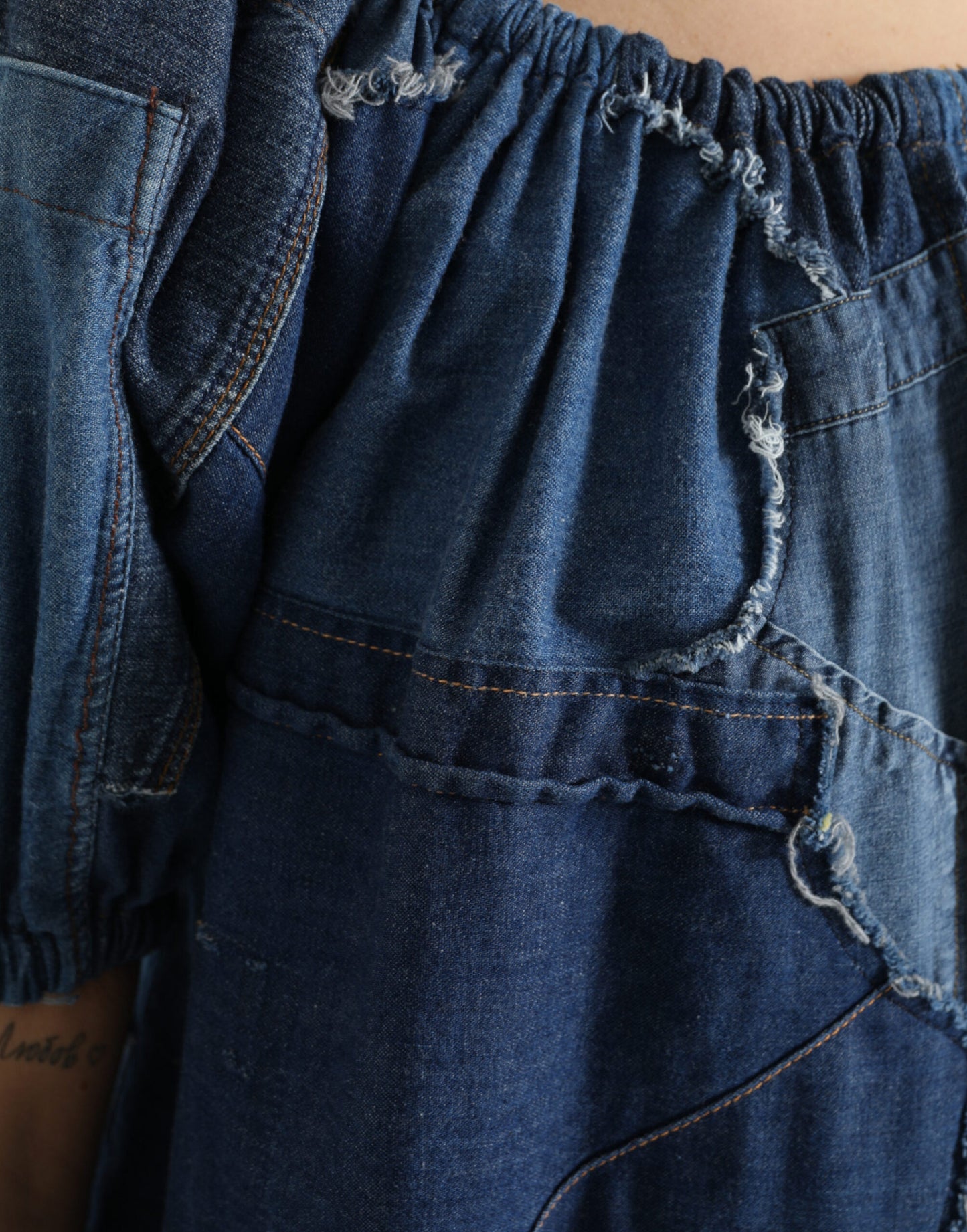 Dolce & Gabbana Blue Patchwork Short Sleeves Denim Blouse Top by Dolce & Gabbana