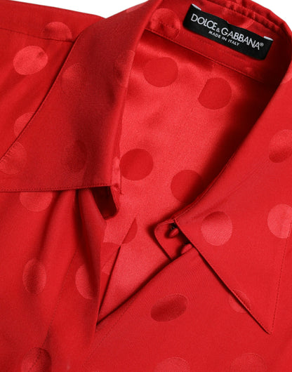 Dolce & Gabbana Red Polka Dot Sleeveless Collared Blouse Top by Dolce & Gabbana