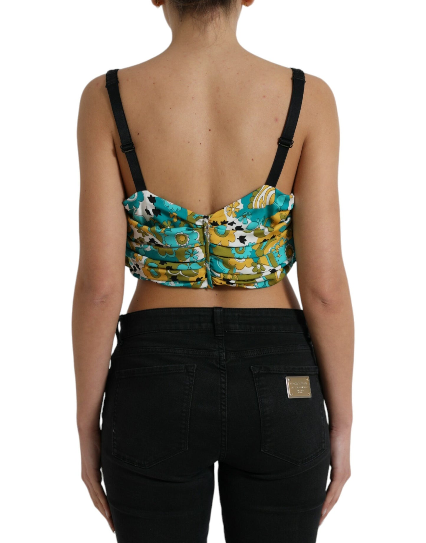 Dolce & Gabbana Multicolor Floral Sleeveless Cropped Top by Dolce & Gabbana