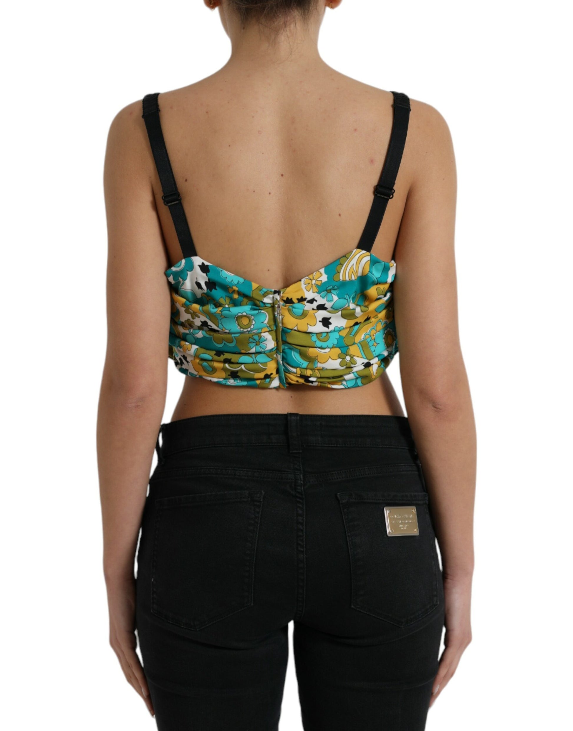 Dolce & Gabbana Multicolor Floral Sleeveless Cropped Top by Dolce & Gabbana