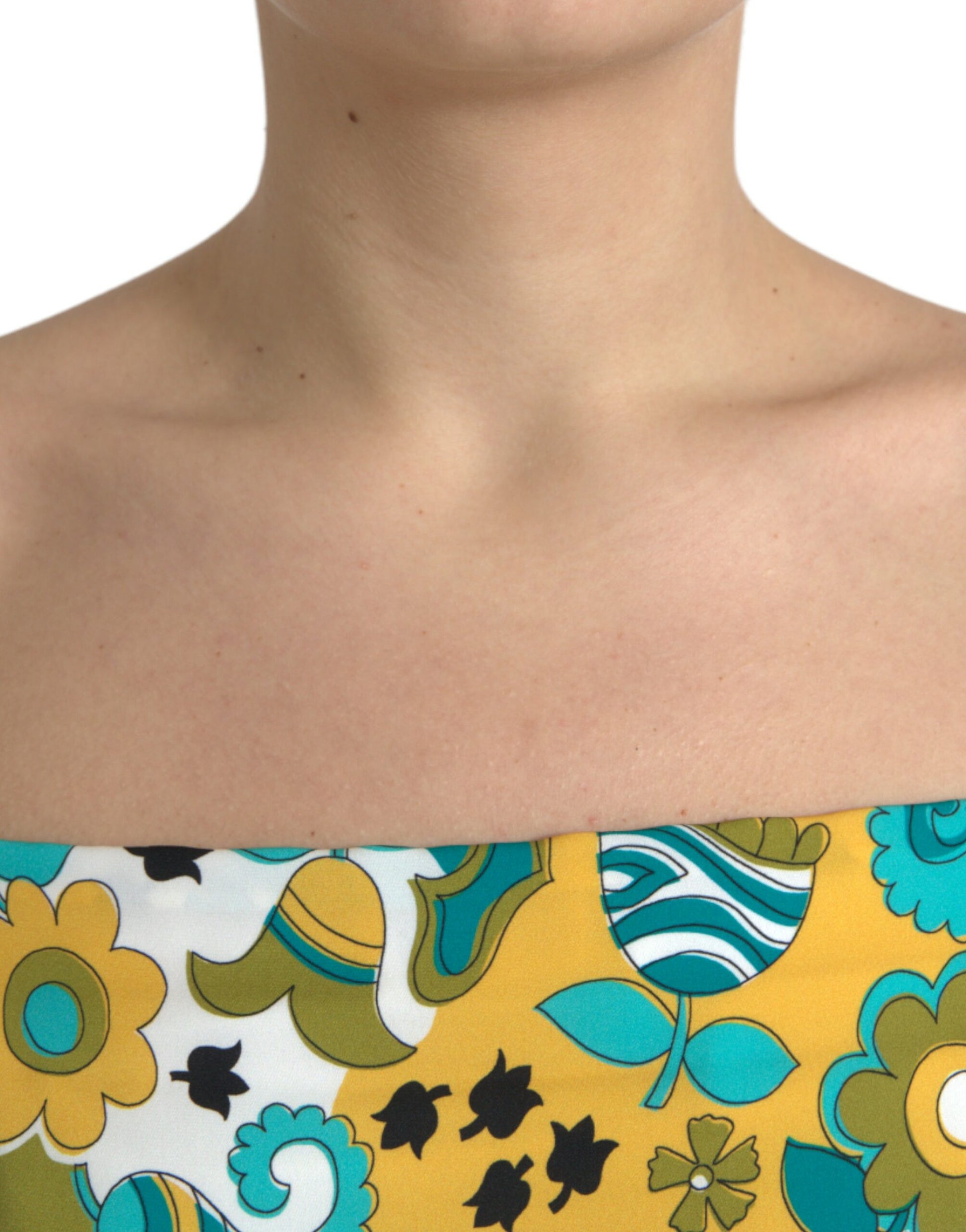 Dolce & Gabbana Multicolor Floral Sleeveless Cropped Top by Dolce & Gabbana