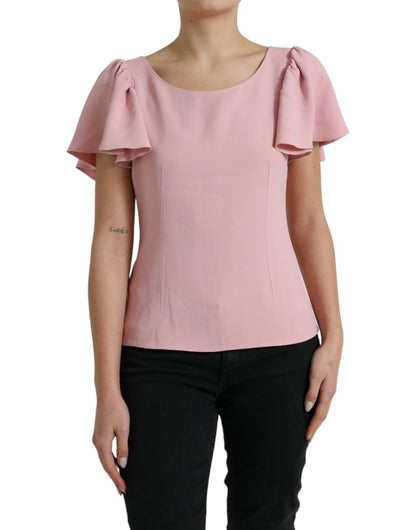Dolce & Gabbana Pink Short Sleeves Round Neck Blouse Top by Dolce & Gabbana