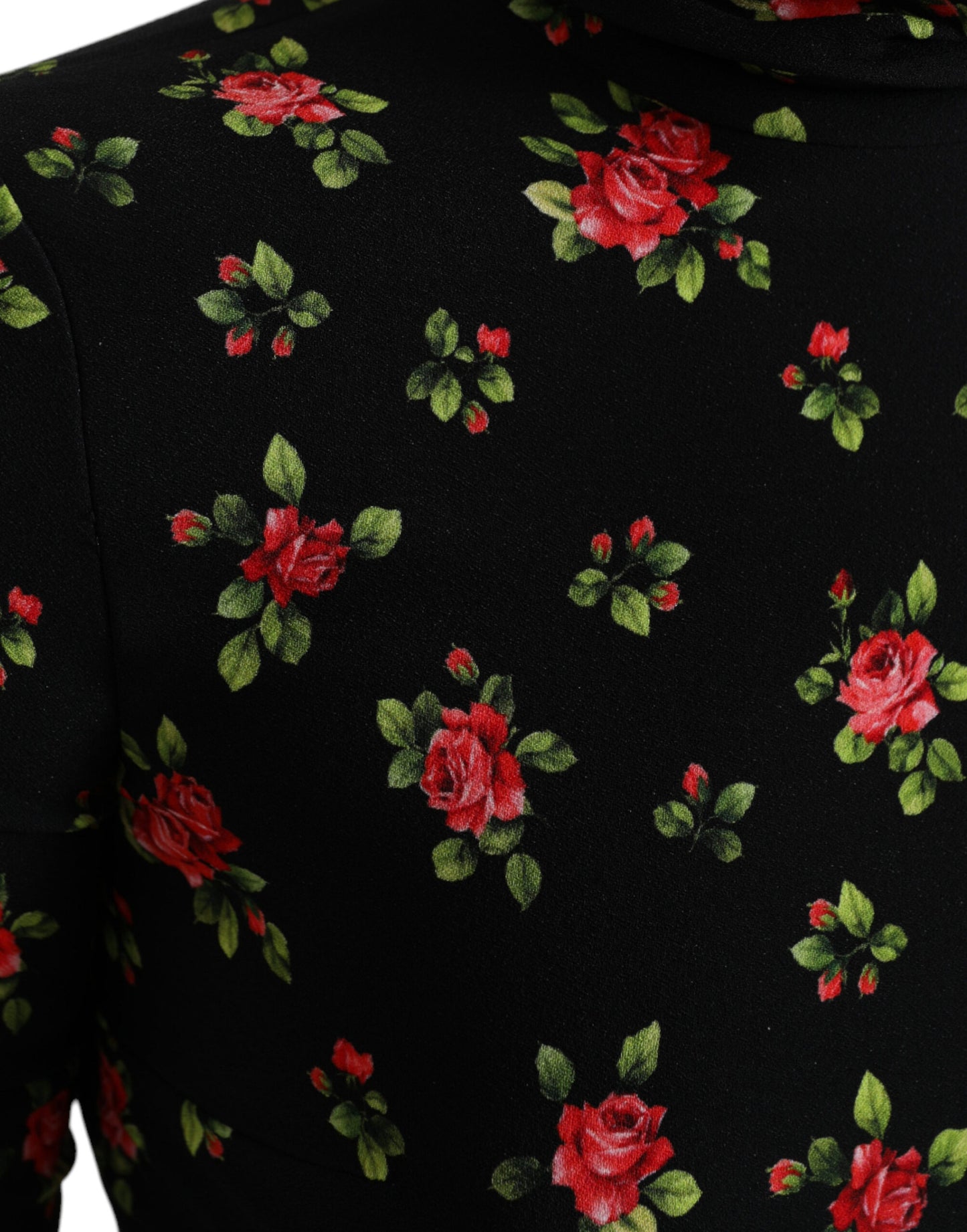 Dolce & Gabbana Black Rose Print Turtle Neck Blouse Top by Dolce & Gabbana