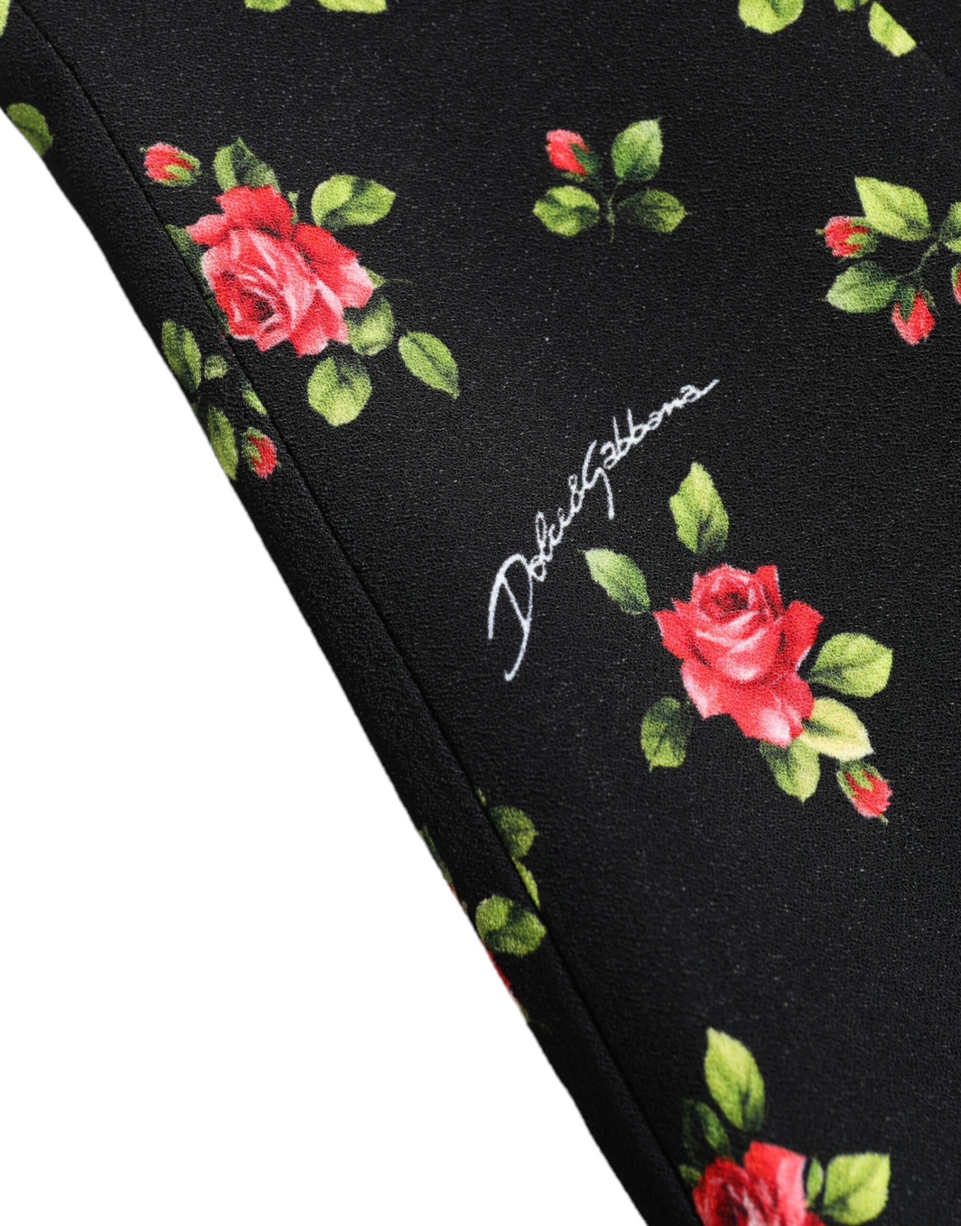 Dolce & Gabbana Black Rose Print Turtle Neck Blouse Top by Dolce & Gabbana