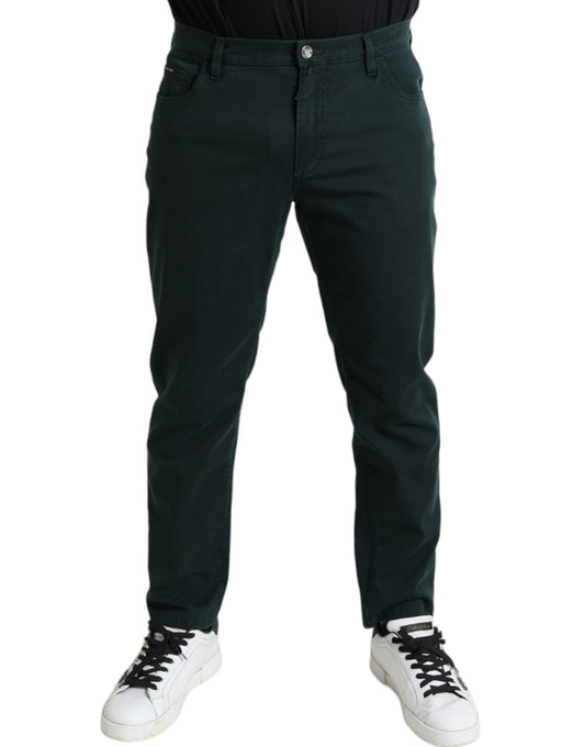 Dolce & Gabbana Green Cotton Stretch Skinny Men Denim Jeans by Dolce & Gabbana