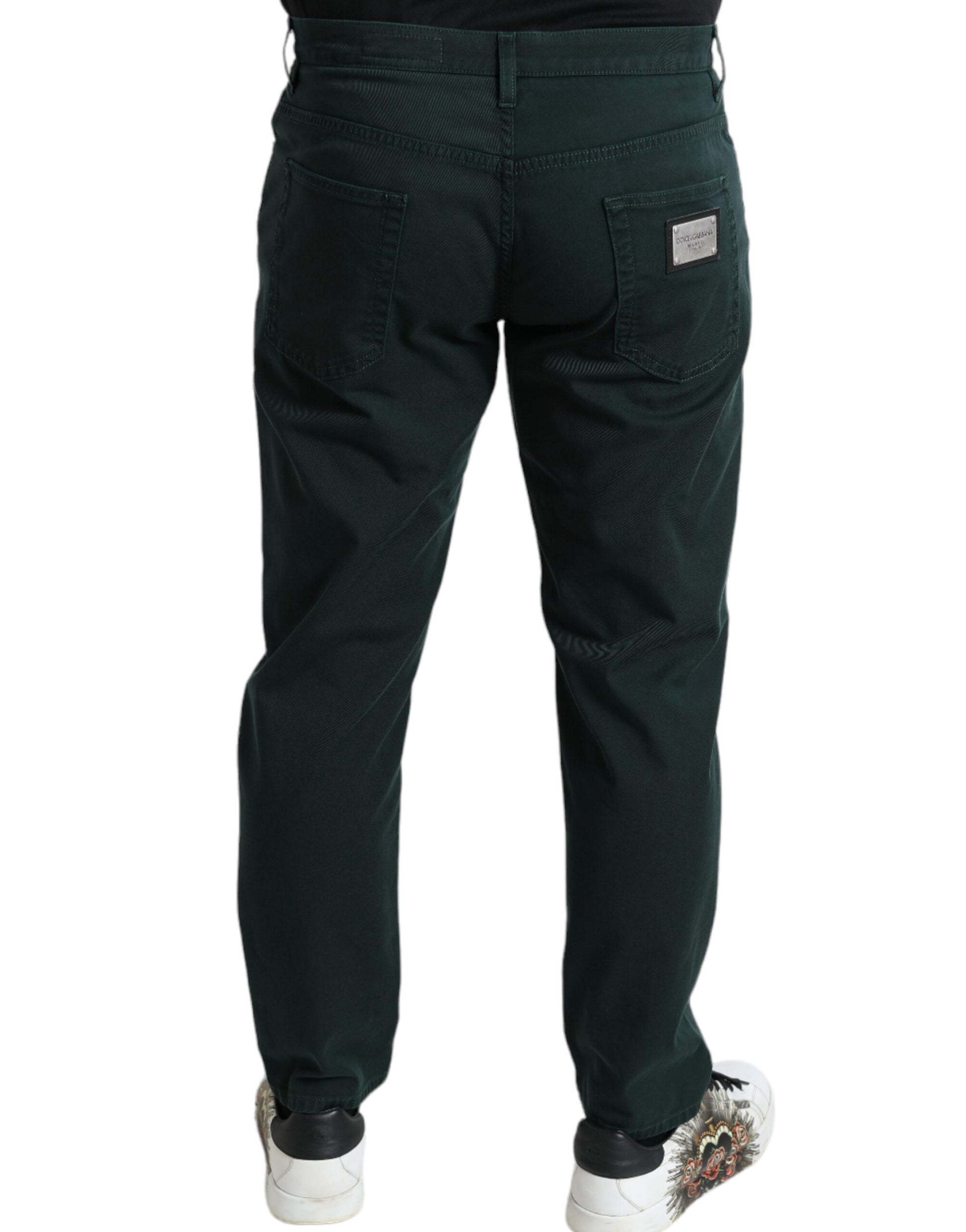 Dolce & Gabbana Green Cotton Stretch Skinny Men Denim Jeans by Dolce & Gabbana