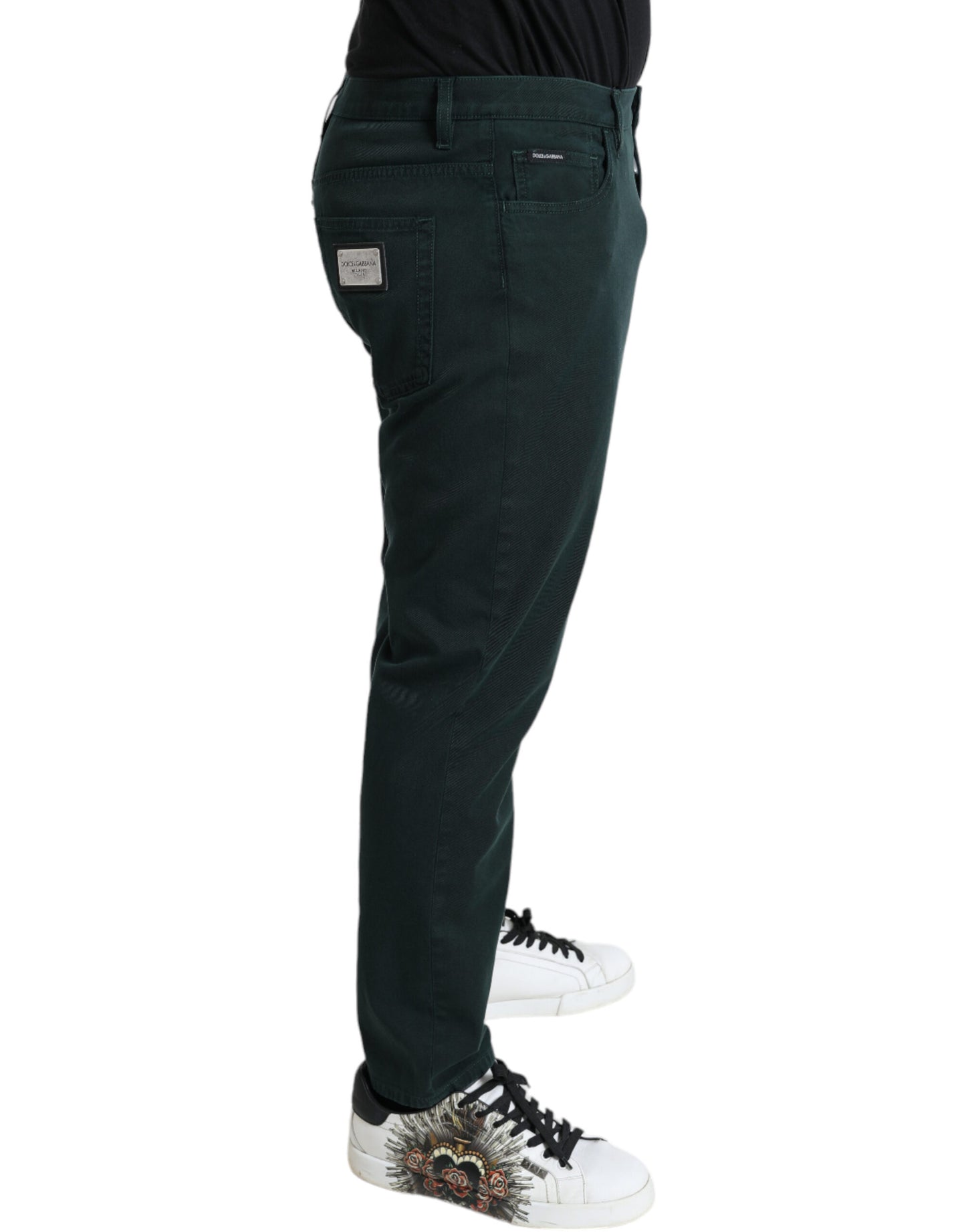 Dolce & Gabbana Green Cotton Stretch Skinny Men Denim Jeans by Dolce & Gabbana