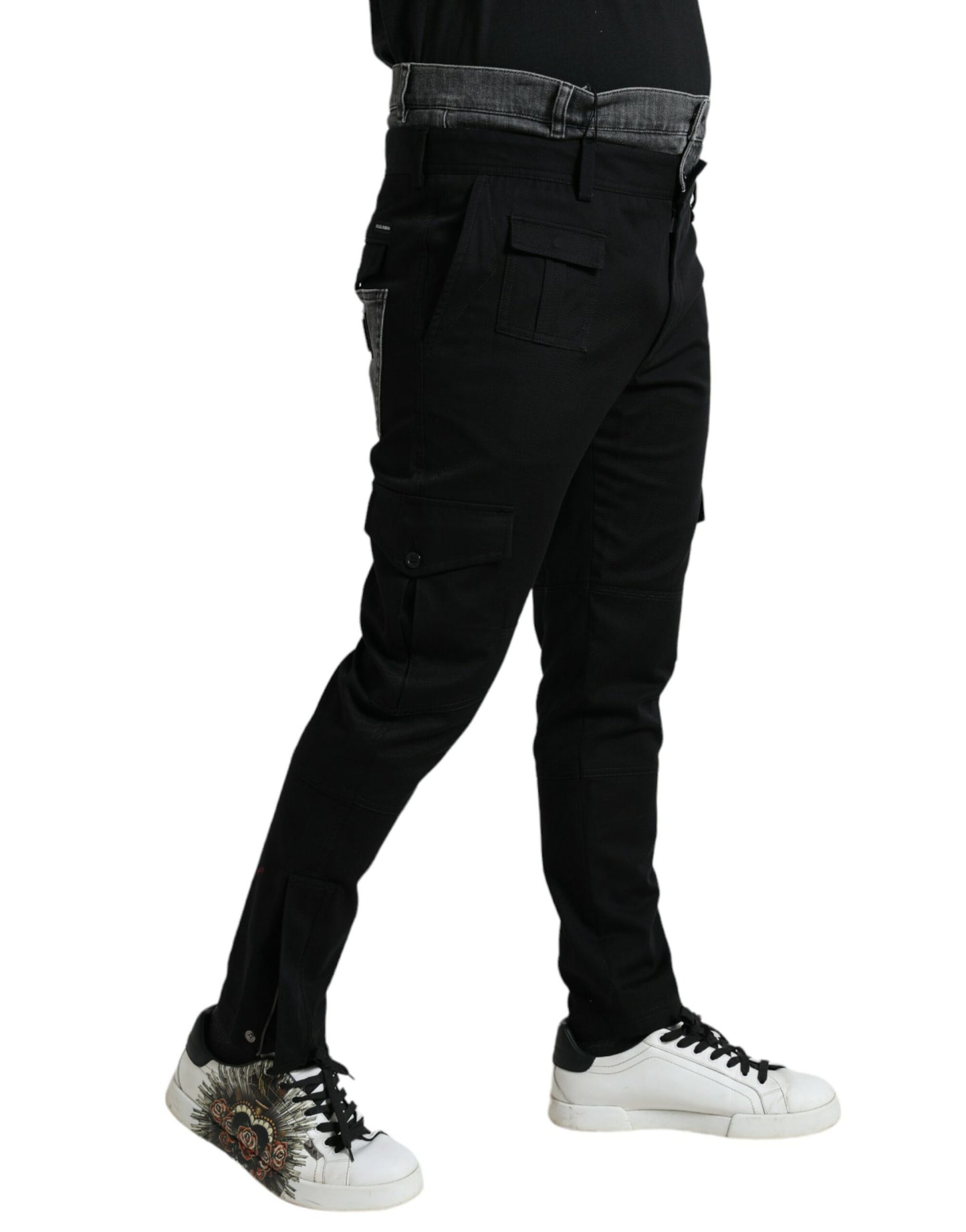 Dolce & Gabbana Black Gray Slim Cotton Denim Jeans Pants by Dolce & Gabbana