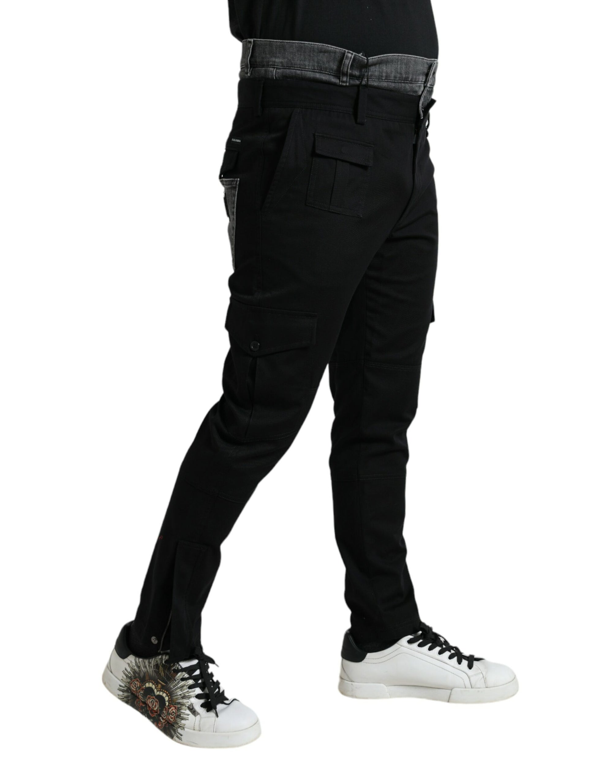 Dolce & Gabbana Black Gray Slim Cotton Denim Jeans Pants by Dolce & Gabbana