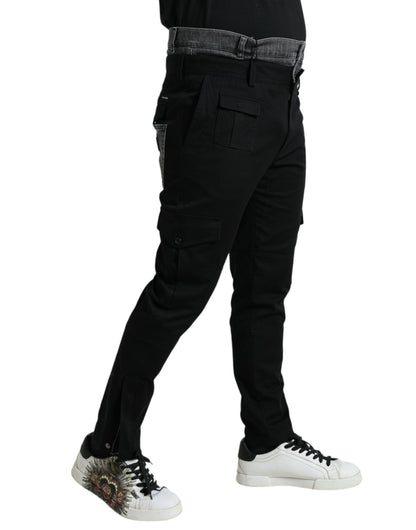 Dolce & Gabbana Black Gray Slim Cotton Denim Jeans Pants by Dolce & Gabbana