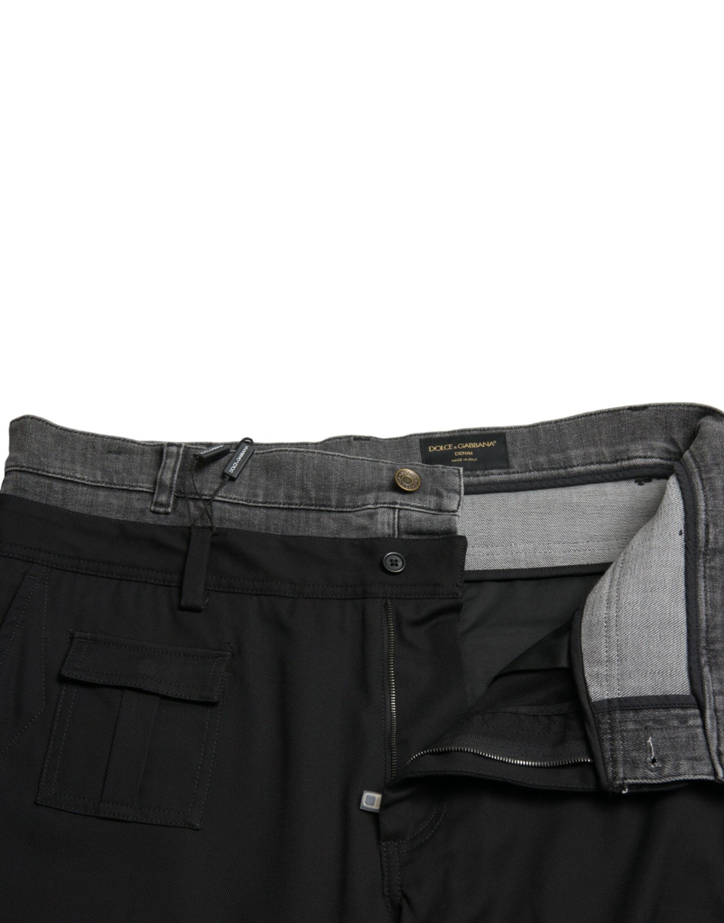 Dolce & Gabbana Black Gray Slim Cotton Denim Jeans Pants by Dolce & Gabbana
