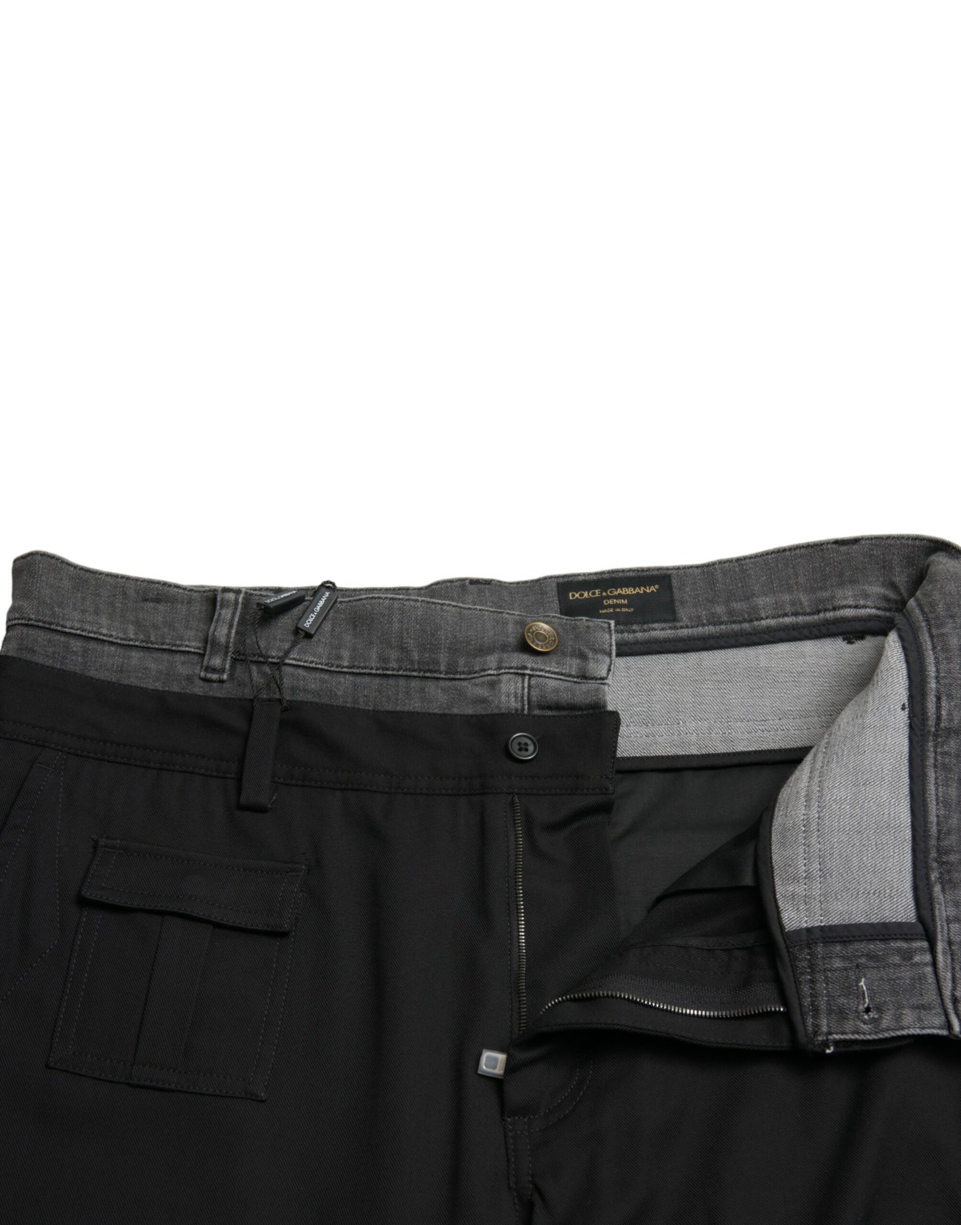 Dolce & Gabbana Black Gray Slim Cotton Denim Jeans Pants by Dolce & Gabbana