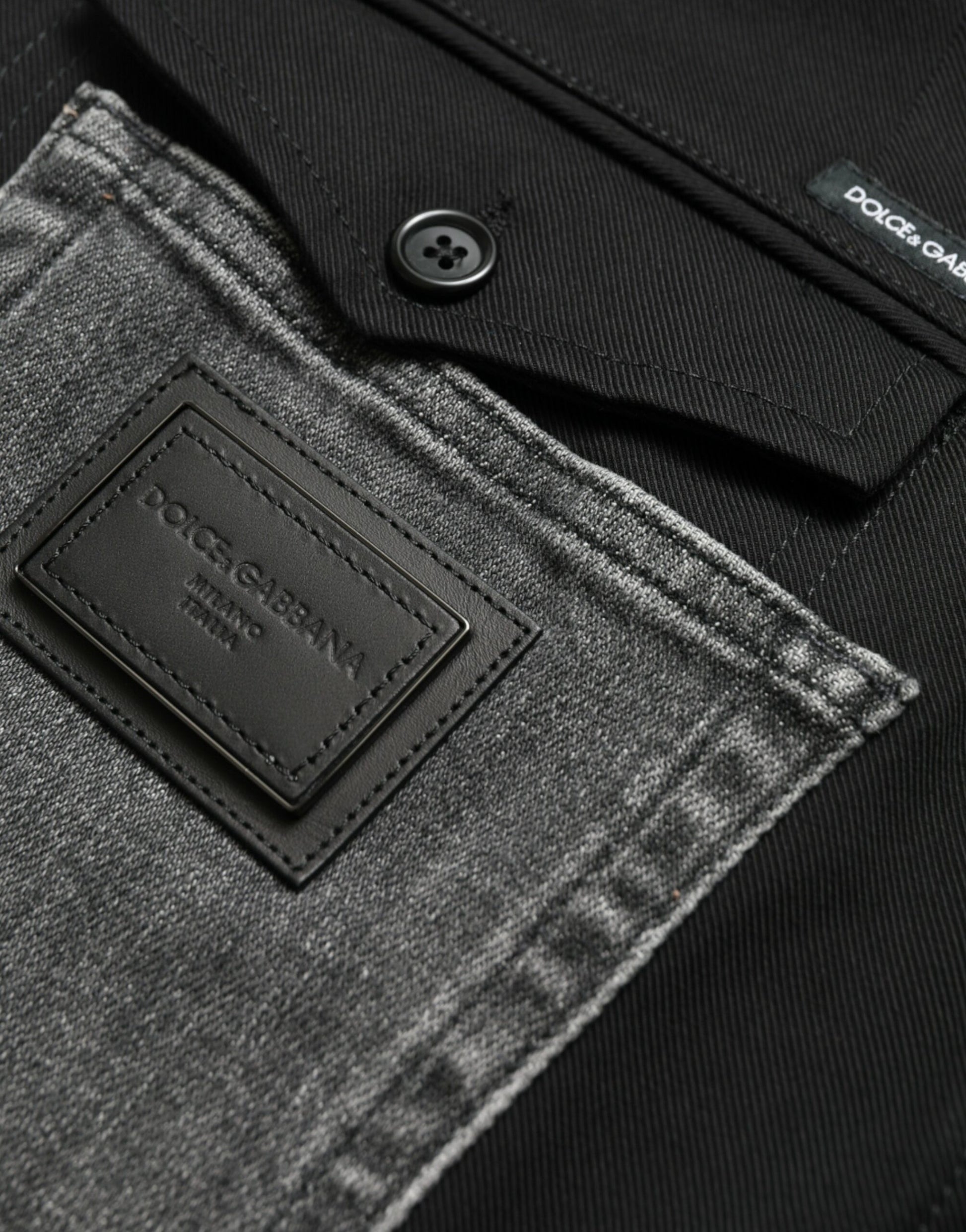 Dolce & Gabbana Black Gray Slim Cotton Denim Jeans Pants by Dolce & Gabbana