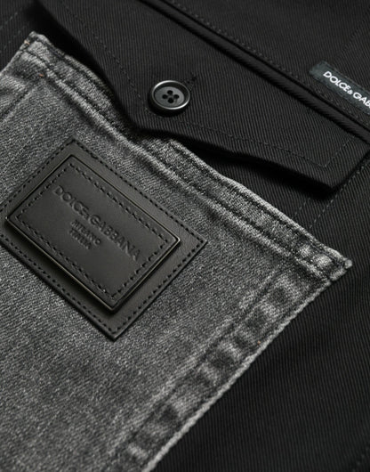 Dolce & Gabbana Black Gray Slim Cotton Denim Jeans Pants by Dolce & Gabbana