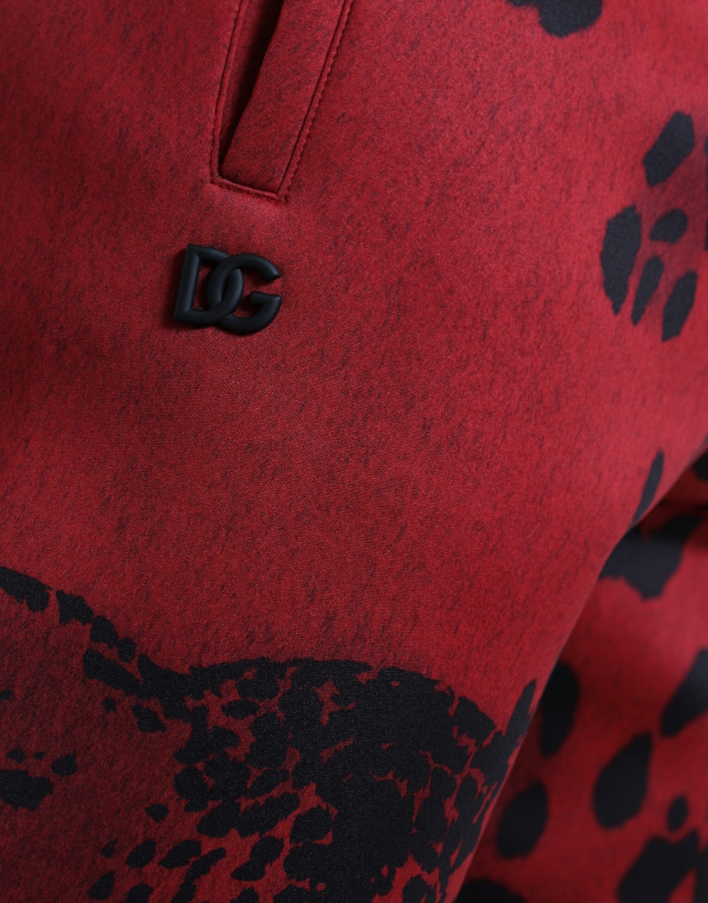 Dolce & Gabbana Red Black Leopard Stretch Jogger Pants by Dolce & Gabbana