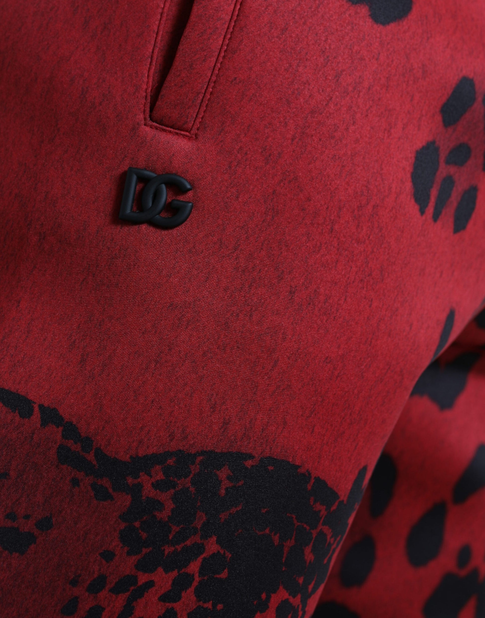 Dolce & Gabbana Red Black Leopard Stretch Jogger Pants by Dolce & Gabbana