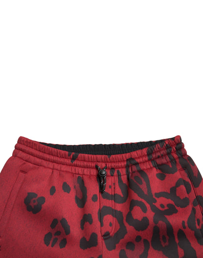 Dolce & Gabbana Red Black Leopard Stretch Jogger Pants by Dolce & Gabbana
