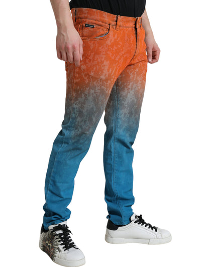 Dolce & Gabbana Multicolor Ombre Cotton Slim Fit Denim Jeans by Dolce & Gabbana
