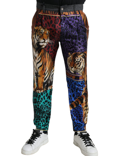 Dolce & Gabbana Multicolor Tiger Cotton Loose Denim Jeans by Dolce & Gabbana