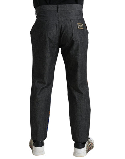 Dolce & Gabbana Multicolor Tiger Cotton Loose Denim Jeans by Dolce & Gabbana